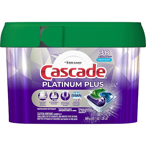 Cascade Platinum Plus ActionPacs Dishwashing Detergent Pod, Fresh Scent