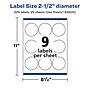 Avery Laser/Inkjet Waterproof Round Multipurpose Labels, 2.5" Dia., White, 225 Labels/Pack (94502)~#|#~CD4E993C-A8F7-4F8D-8DCE7CF8CB250046_sc7