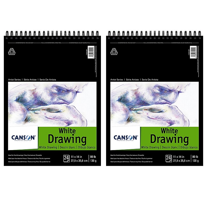 Canson Artist Series 11" x 14" Wire Bound Drawing Sketch Pad, 24 Sheets/Pad, 2/Bundle (MCXC100510891-2) image 1