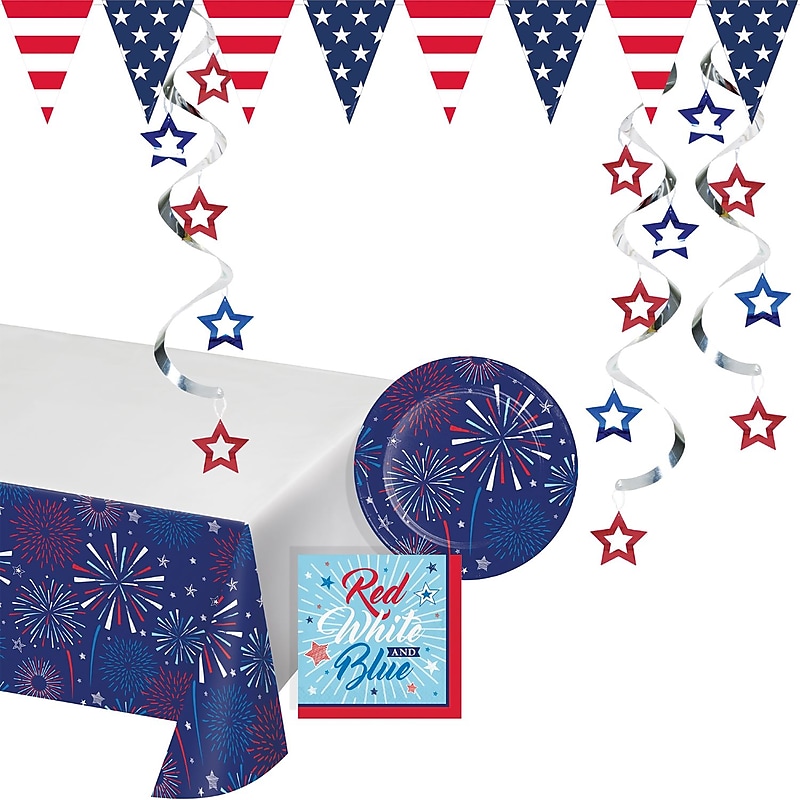 Creative Converting Patriotic Party Tableware and Decor Kit, Serves 8 (DTC8655E4A) image 1