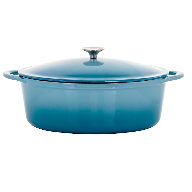 MegaChef Cast Iron 7 Quart Casserole, Light Blue (937112880M) image 1