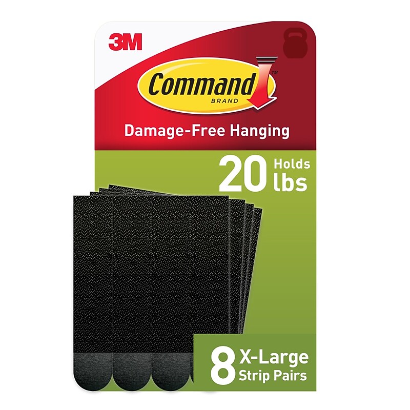 Command Damage Free Extra Large Hanging Strip, 20 lbs., Black, 8/Pack (17217BLK-8ES) image 1