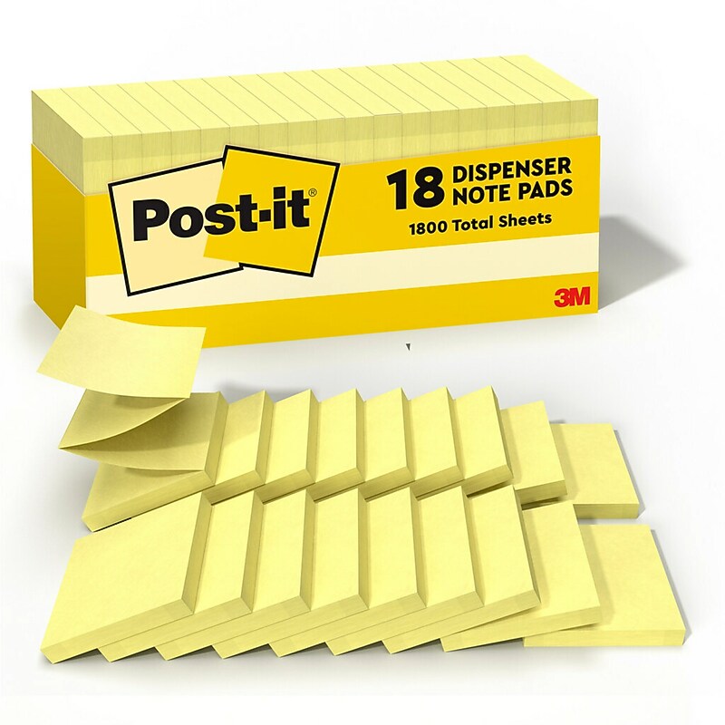 Post-it Pop-up Notes, 3" x 3", Canary Collection, 90 Sheet/Pad, 18 Pads/Pack (R330-18CP) image 1