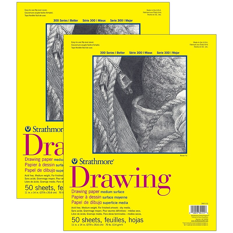 Strathmore 300 Series 11" x 14" Drawing Sketch Pad, 50 Sheets/Pad, 2/Bundle (STTP3401111-2) image 1