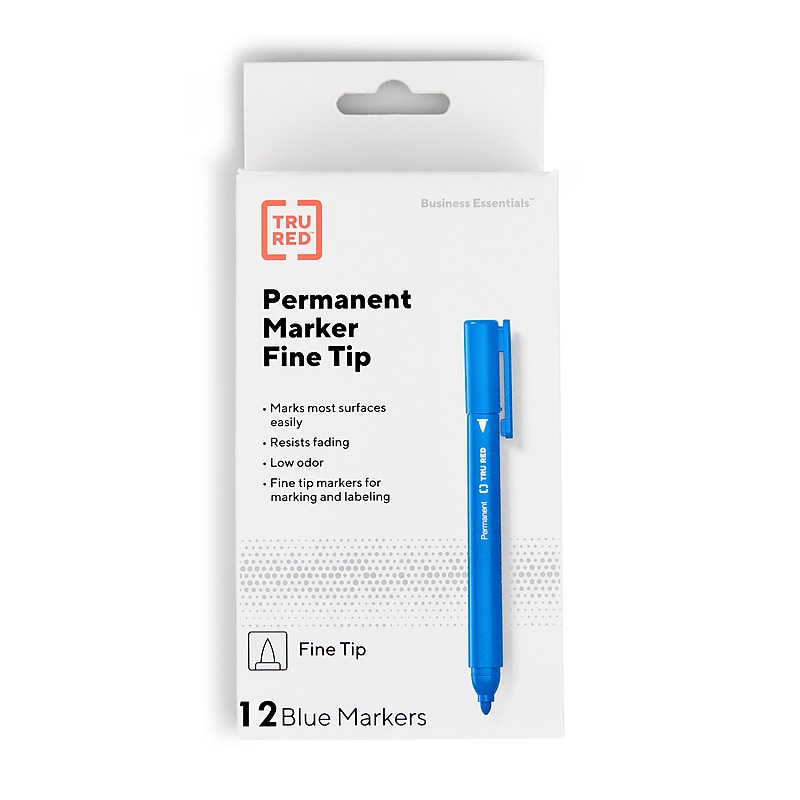 TRU RED™ Permanent Marker, Fine Tip, Blue, 12/Pack (TR54536) image 1