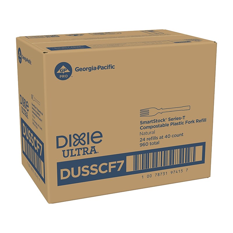 Dixie Ultra SmartStock Series-T Compostable Plastic Fork Refill, Beige, 40/Pack, 24 Packs/Carton (DUSSCF7) image 1