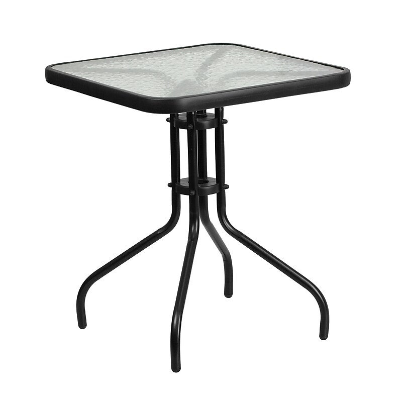 Flash Furniture Barker Square Tempered Glass Metal Table (TLH073A1) image 1