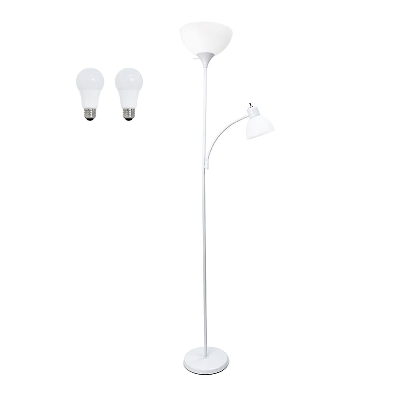 Creekwood Home Essentix 71.5" Metal Floor Lamp with Dome Shades, White (CWF-3000-WH-LB) image 1