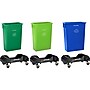 Alpine Industries Polypropylene Recycling Bin with Dolly, 23 Gallon, Assorted Colors, 3/Pack (ALP477-BGL-PKD)~#|#~CD8C7F76-94D0-4ED2-8404679D45C7C6FB_sc7