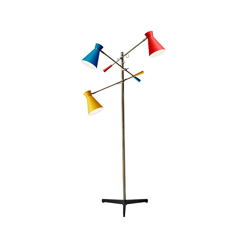 Adesso Lyle 71" Antique Brass Floor Lamp with Bell Shades (3282-01) image 1
