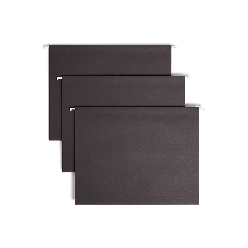 Smead Hanging File Folders, 1/5-Cut Adjustable Tab, Letter Size, Black, 25/BX (64062) image 1