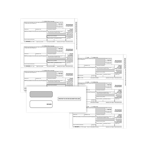 ComplyRight 1099NEC 3Part Tax Form Set with Envelopes/Recipient Copy