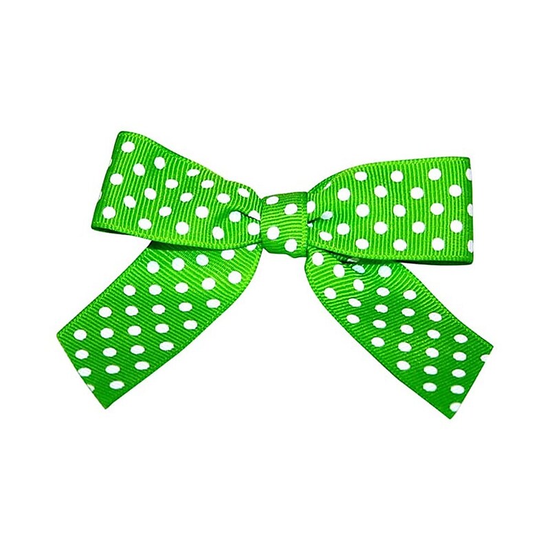 JAM Paper Grosgrain Bows, Apple Green/White, 100/Pack (52640349356) image 1