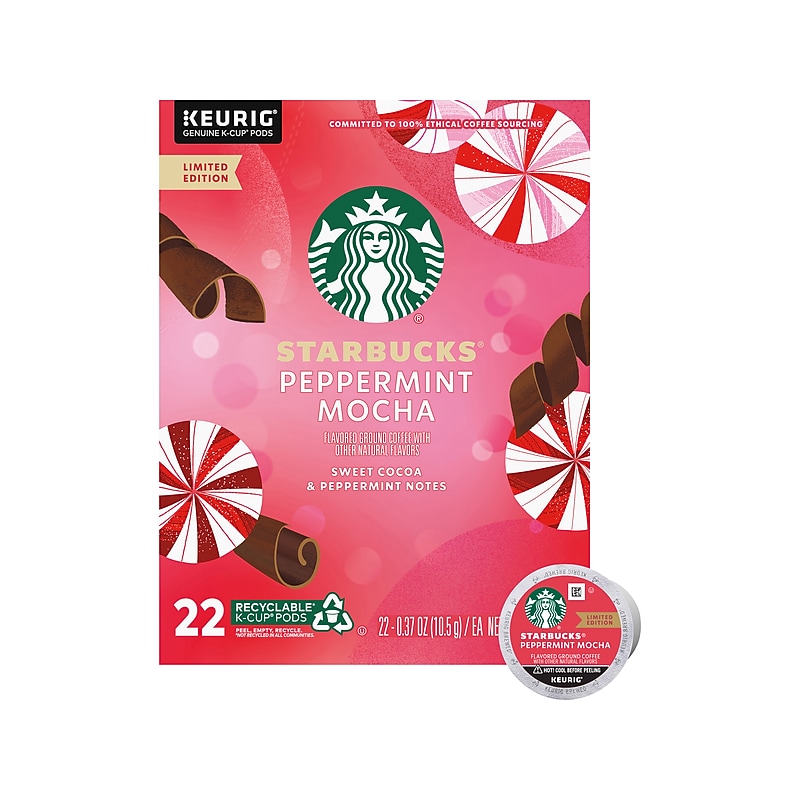 Starbucks Peppermint Mocha Coffee Keurig K-Cup Pods, Light Roast, 22/Box (12437832) image 1