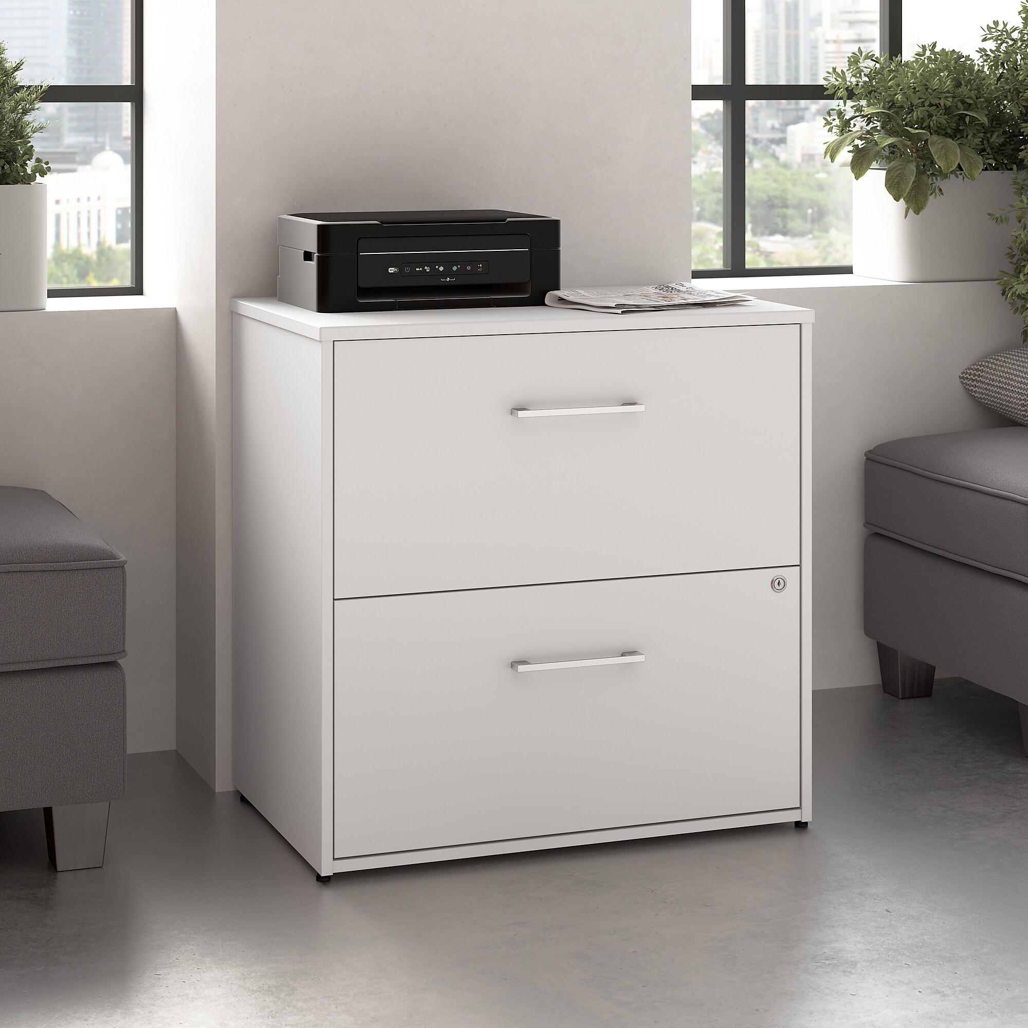 Bush Business Furniture Hustle 2 Drawer Lateral File Cabinet, White (HUF130WH) Sansujyuku sansujyuku.com