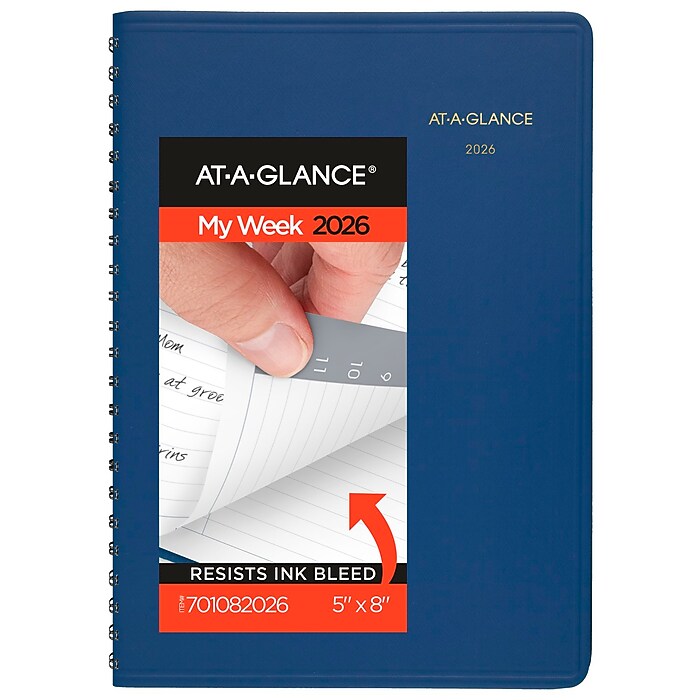 Takenote Agenda 2026 - Tamaño A5 (16,5x20,5 cm), Semana Vista, Planificador Anual 12 Meses Enero a Diciembre, Espiral Doble Dorada, Marcapáginas Doble, Goma Elástica, Español e Inglés - Adele