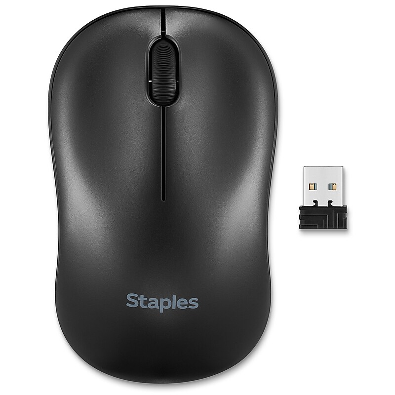 Staples TECH Wireless Ambidextrous Optical USB Mouse, Black (ST62601) image 1
