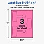 Avery Laser/Inkjet Sealing Labels, 5-1/8" x 4", Bright Pink, 30 Labels/Pack (19479370724)~#|#~CDB68EB2-92D4-43E8-A48F6956C5C94FAB_sc7