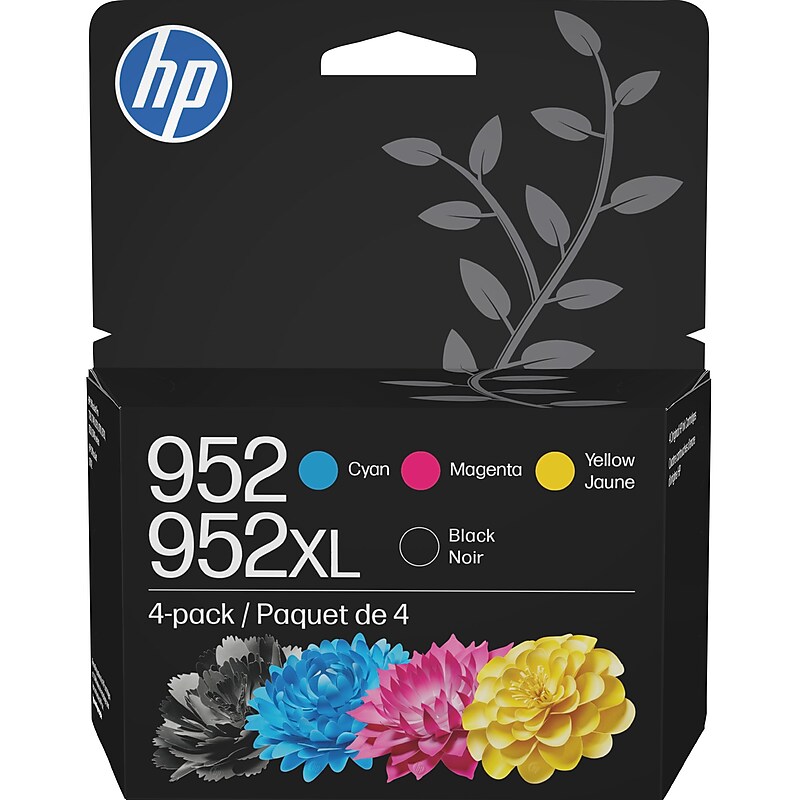 HP 952XL/952 Black High Yield and Cyan/Magenta/Yellow Standard Yield Ink Cartridge, 4/Pack (N9K28AN#140) image 1