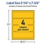 Avery Laser/Inkjet Rectangle Multipurpose Labels, 2.25" x 7.75", Bright Yellow, 40/Pack (94244)~#|#~CDBE7ED0-9E69-4633-B11ABCC37FE43671_sc7