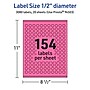 Avery Laser/Inkjet Round Multipurpose Labels, 0.5" Dia., Bright Pink, 3080/Pack (94503)~#|#~CDD8FCB9-FC58-4EF3-92BE3B6D83F27184_sc7