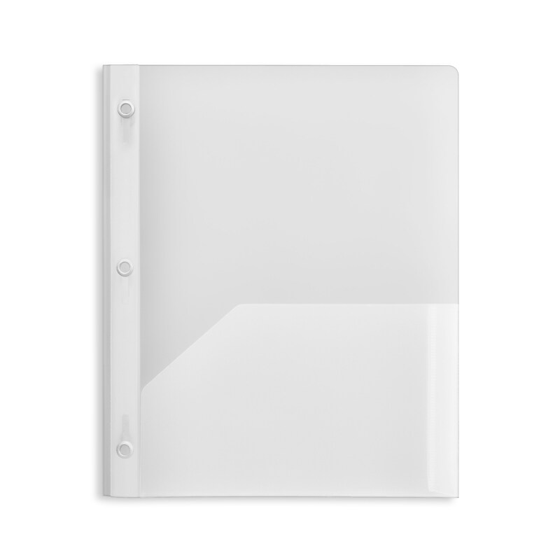 Staples 3-Hole Punched 2-Pocket Plastic Presentation Folder with Fasteners, Clear (ST26387-CC) image 1