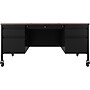Hirsh 60"W Double-Pedestal Mobile Teacher's Desk, Black/Walnut (22648)~#|#~CDE01271-5F96-444F-B5ED209FA963BC8B_sc7
