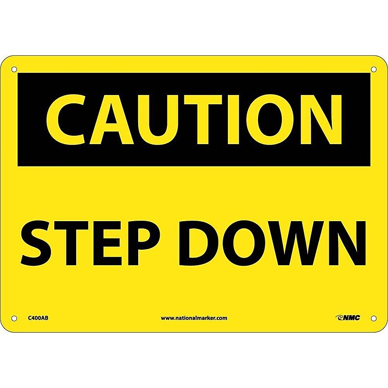 Caution Signs; Step Down, 10X14, .040 Aluminum image 1