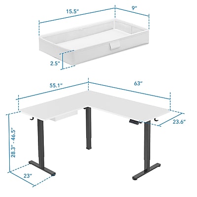 Mount-It! Electric Corner Adjustable Standing Desk - Thumbnail 2