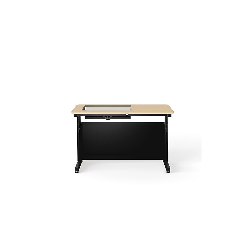 VersaDesk Downview 48"W Manual Adjustable Standing Computer Table, Maple/Black (DVT4830-BM) image 1
