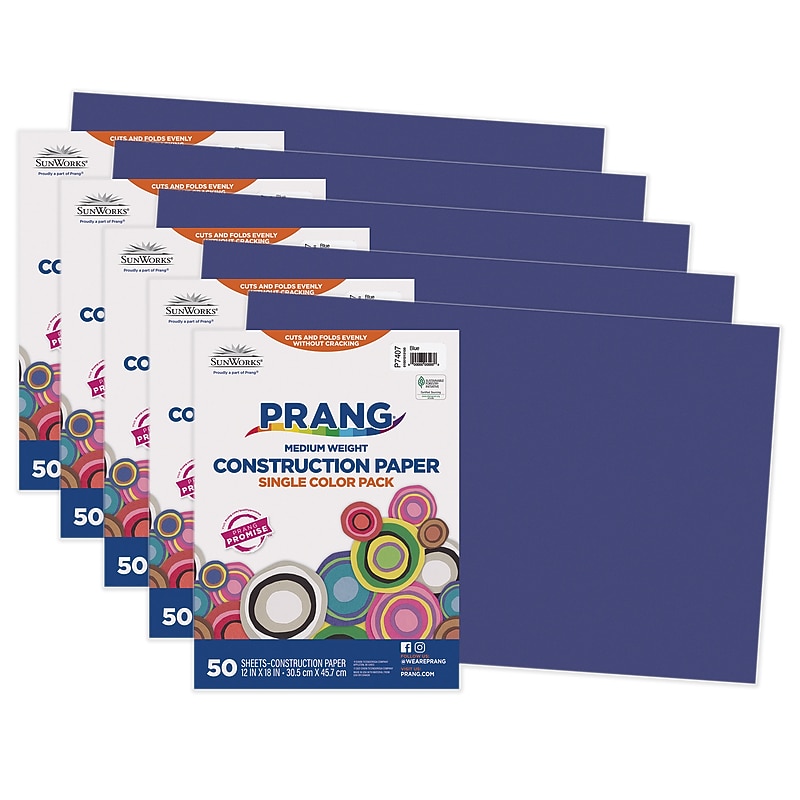 Prang 12" x 18" Construction Paper, Blue, 50 Sheets/Pack, 5 Packs/Bundle (PAC7407-5) image 1