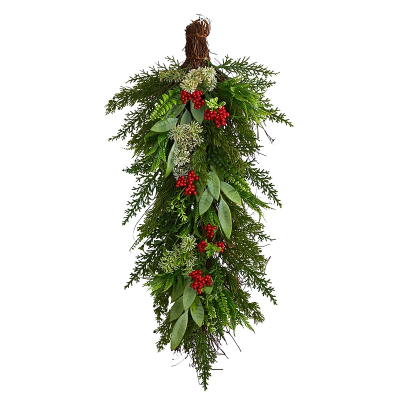 Nearly Natural Cedar and Berry Artificial Christmas Swag, 30" (W1274) image 1