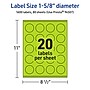 Avery Circle Multipurpose Labels, 1-5/8" Dia., Bright Green, 1600/Box (94507)~#|#~CDFBAD2F-E29A-4763-95D206D7E52014FB_sc7