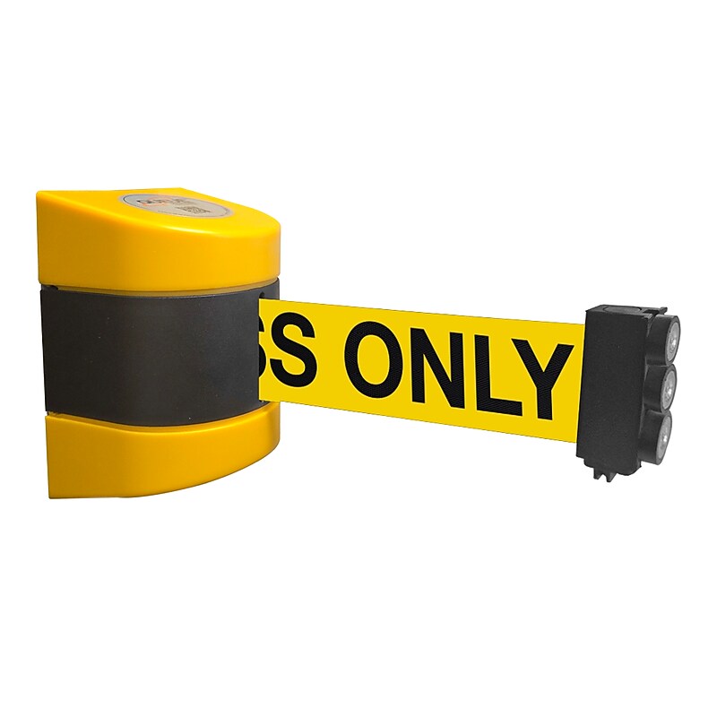 WallPro Magnetic 450 Wall-Mountable 30' Retractable Belt Barrier, AUTHORIZED ACCESS ONLY, Yellow/Black (WPM450Y-YBA15) image 1