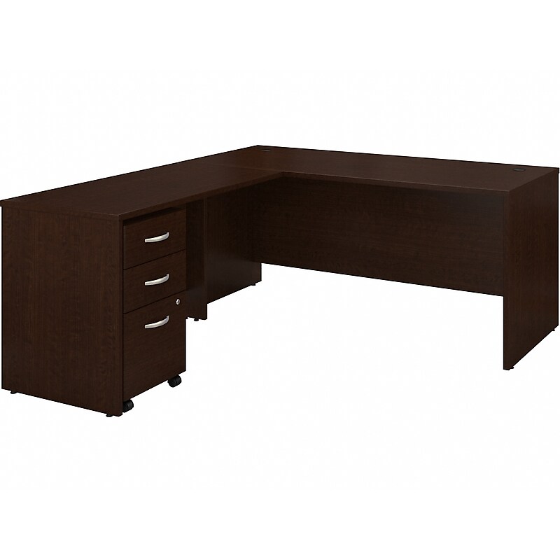 Bush Business Furniture Westfield 66"W L Shaped Desk with Return and Mobile File Cabinet, Mocha Cherry (SRC083MRSU) image 1