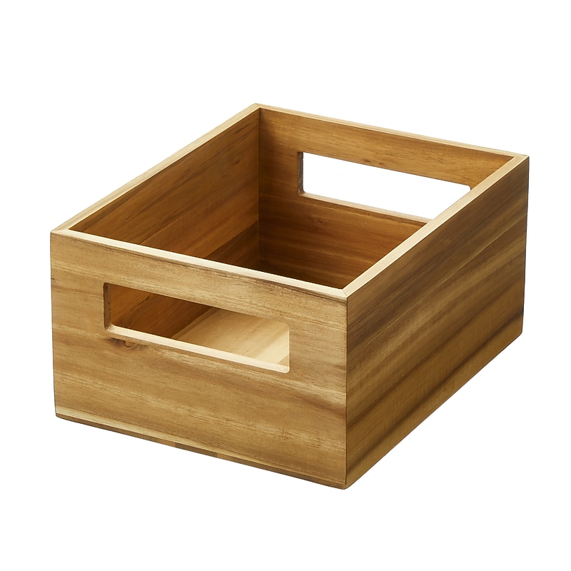 iDESIGN Small Stackable Wood Storage Bin, Natural (40058) image 1