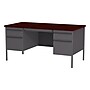 Hirsh 60"W Double-Pedestal Computer Desk, Charcoal/Mahogany (20102)~#|#~CE11FDF5-38BA-4A04-AAF3CF0D40B9BC6C_sc7
