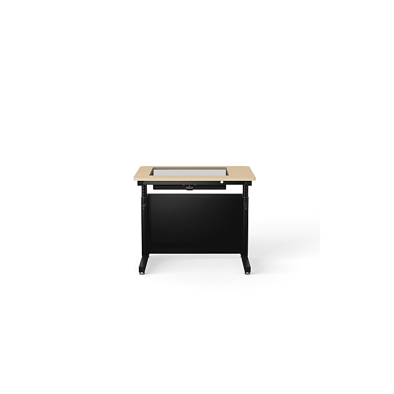 VersaDesk Downview 36"W Manual Adjustable Standing Computer Table, Maple/Black (DVT3630-BM) image 1