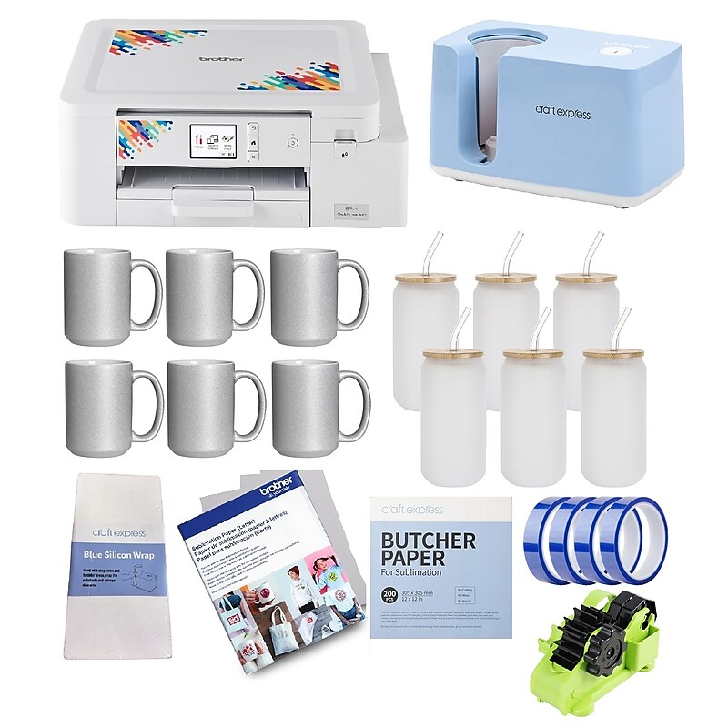 Brother Sublimation Printer and Craft Express Mug Heat Press Bundle, 6 Mugs & 6 Glasses(SUBDRNKS-STP) image 1