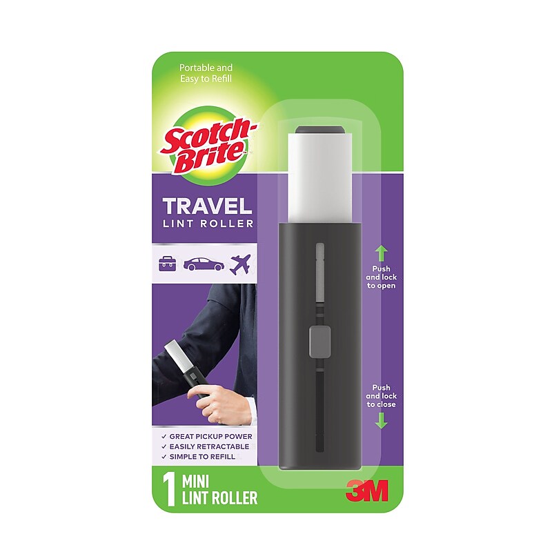 Scotch-Brite Mini-Travel Lint Roller, Black, 30 Sheets/Roll (836MRS-30-MTCA) image 1