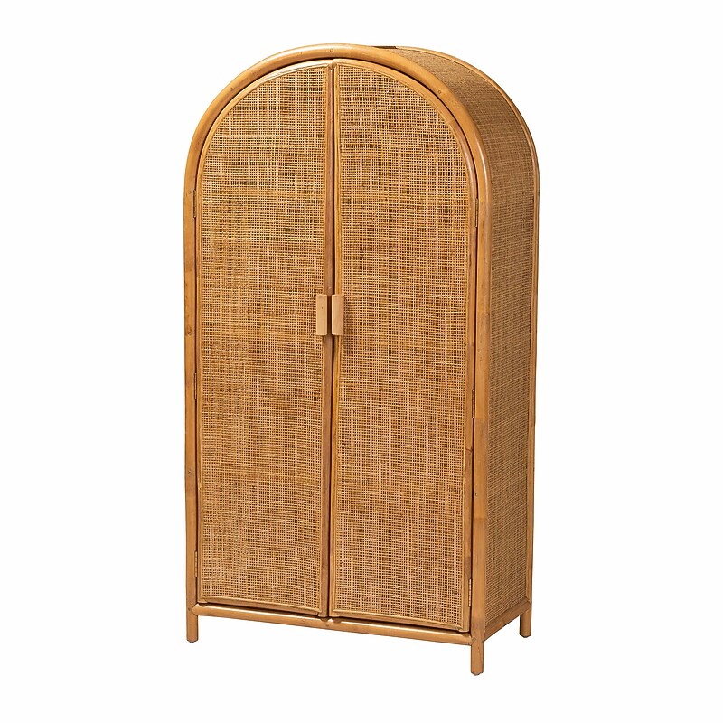 bali & pari Paloma 60"H Natural Rattan Storage Cabinet, Honey (242-13571-HiT) image 1