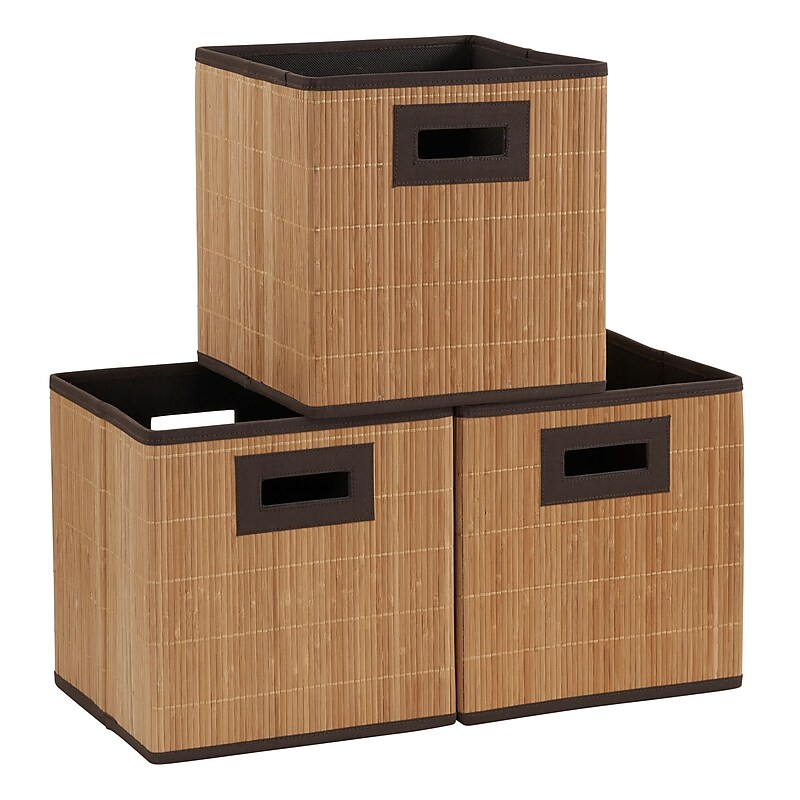 Household Essentials Medium Wicker Storage Cube, 11" x 10.5"x 10.5", 21 Qt., Natural, 3/Pack (ML-7080) image 1