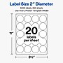 Avery Round Laser/Inkjet Multipurpose Labels, 2" Round, White, 20 Labels/Sheet, 250 Sheets/Pack (19479311286)~#|#~CE266F29-6C58-4FF5-B90C21E733C2C4DC_sc7