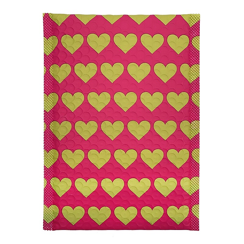 6 x 9 Self-Sealing Bubble Mailer, Gold Hearts, 25/Pack (2022021) image 1