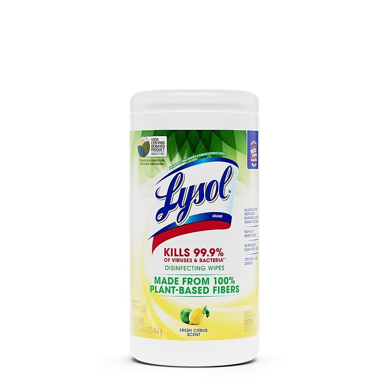 Lysol Disinfecting Wipes, Fresh Citrus Scent, 70 Wipes/Pack (1920049128) image 1