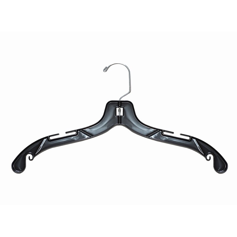 Nahanco 17" Plastic Middle Heavy Weight Dress Hanger, Black, 100/Pack (2505) image 1