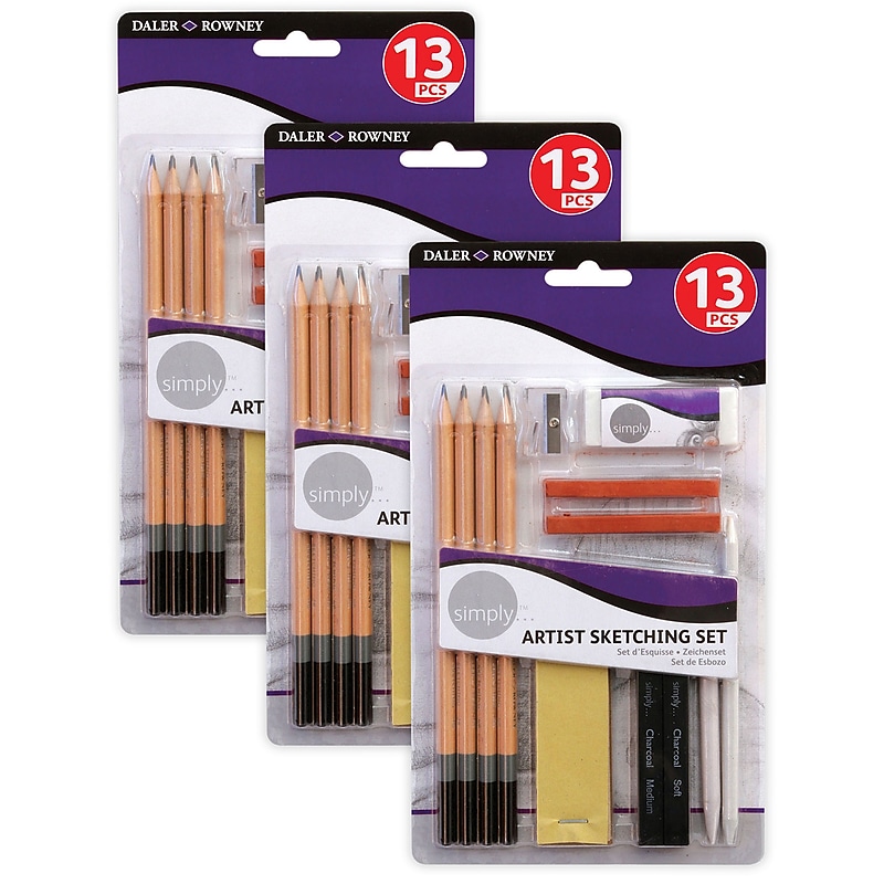 Daler-Rowney Simply... Sketching Pencils Set, 13 Pencils/Set, 3 Sets/Bundle (DRWD644200000-3) image 1