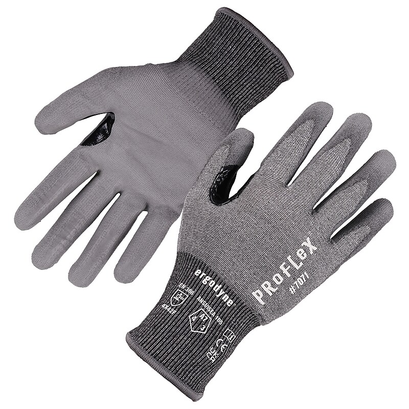 Ergodyne ProFlex 7071 PU Coated Cut-Resistant Gloves, ANSI A7, Gray, XXL, 1 Pair (18076) image 1