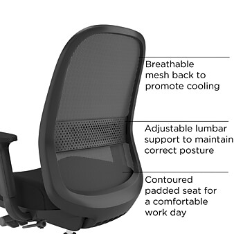 Union & Scale Essentials 5-80M Ergonomic Fabric/Mesh Swivel Task Chair, Black (UN60991)
