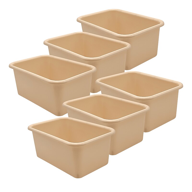 Teacher Created Resources Small Plastic Storage Bin, 11.38" x 7.75" x 5", Light Brown, 6/Bundle (TCR20982-6) image 1